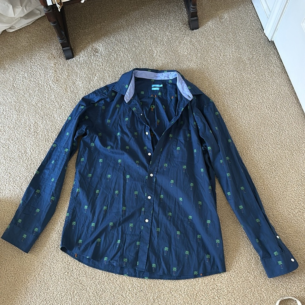 NWOT J.McLaughlin Modern Fit Shirt with Palm Tree Design SZ XL